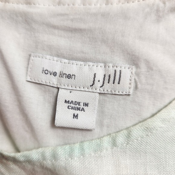 J Jill Love Linen Shift Dress Sz Medium Resort Island Print Sleeveless Pullover - Picture 7 of 16